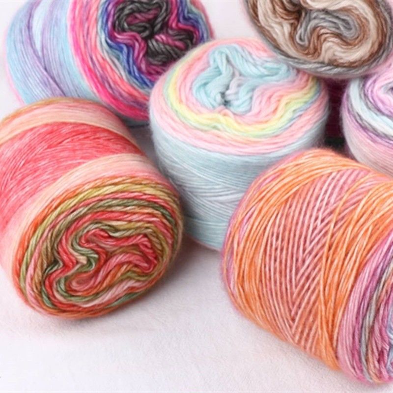 Skein Ball MultColors Cake Sequin Yarn 10% Wool Fancy Yarn For Crochet Knitting